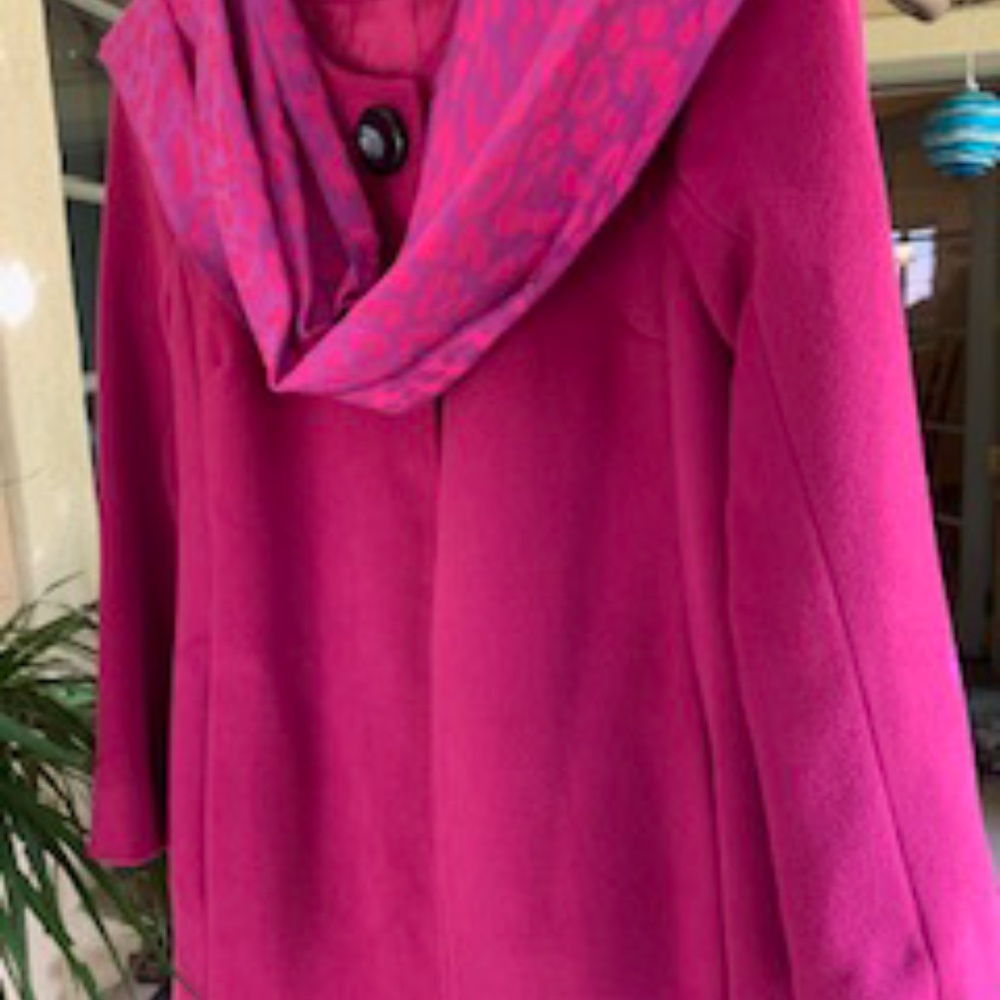 Laudrew, Swing Coat, With Coordinated Scarf and Accent Button, Size 4